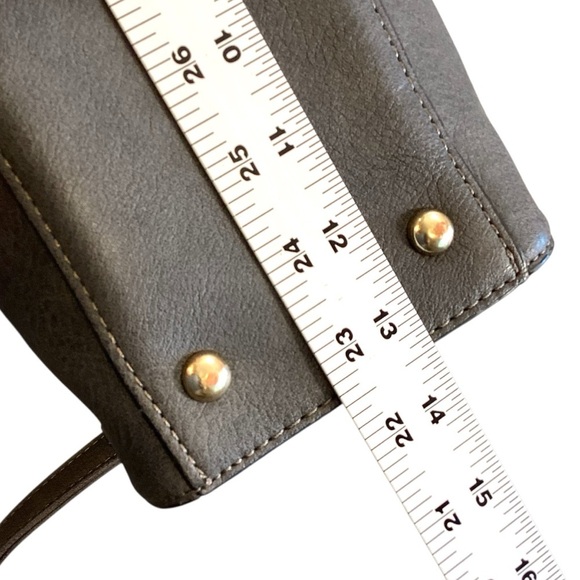 Dasein Vegan Leather Tote Satchel Handbag Colorblock Briefcase Dark Gray & Tan - Picture 11 of 16